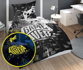 DETEXPOL Povlečení Game Over tunel svítící  Bavlna, 140/200, 70/80 cm