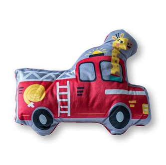 DETEXPOL Tvarovaný mikroplyšový polštářek Hasiči Polyester, 34x25 cm