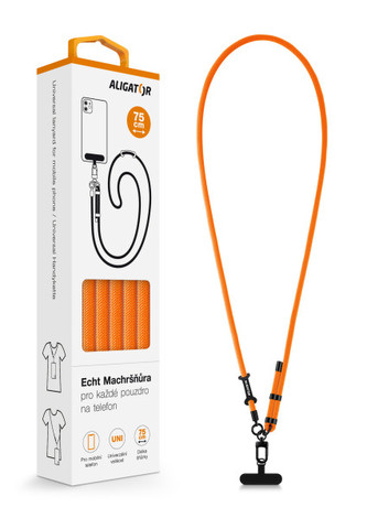 Aligator Echt Machršňůra, univerzální šňůrka pro mobilní telefon, neonově oranžová