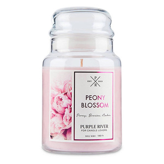 Svíčka ve skleněné dóze Purple River, Květy pivoněk, 623 g