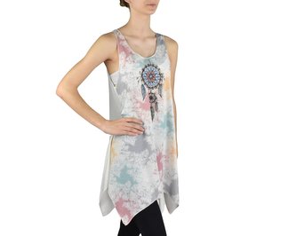 Dámský dlouhý top YOGESA II, krémový, lapač snů