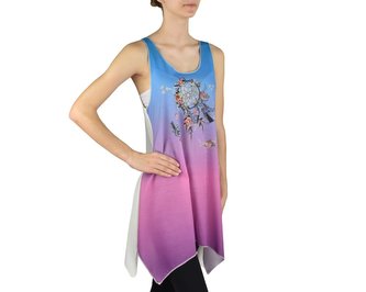 Dámský dlouhý top YOGESA II, krémový, lapač snů s růží, II. jakost