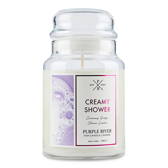 Svíčka ve skleněné dóze Purple River, Krémová sprcha, 623 g Svíčka ve skleněné dóze Purple River, Krémová sprcha, 623 g