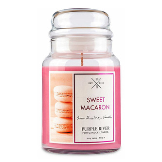 Svíčka ve skleněné dóze Purple River, Sladké makronky, 623 g