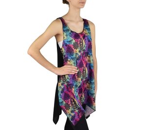 Dámský dlouhý top YOGESA II, černo-duhový, orient