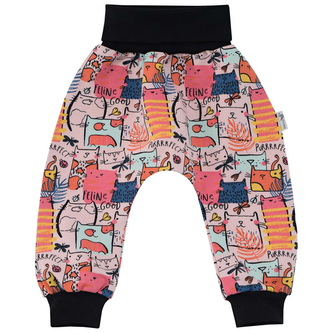 Dětské tepláky Kočičí mejdan vel. 68 až 86; Barva: růžová; Velikost: 62