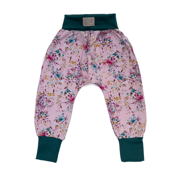 Rostoucí dětské tepláky Květinky; Barva: růžová; Velikost: 74