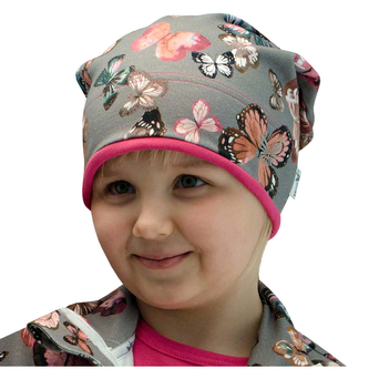 Jarní čepice spadená BIO Motýl šedý; Barva: šedá; Velikost: 46