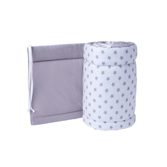 Antibakteriální mantinel do postýlky Hvězda; Barva: šedá; Velikost: 28 x 180 cm