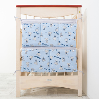 Kapsář na postýlku Teddy bears; Barva: modrá; Velikost: 53 x 53 cm