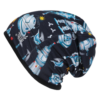 Dětská zimní čepice spadená Vesmírní roboti dark blue; Barva: modrá; Velikost: 44