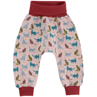 Dětské zateplené BIO tepláky Kočky; Barva: červená; Velikost: 74