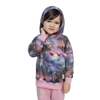 Dětská mikina s kapucí Horses; Barva: růžová; Velikost: 110 - 116