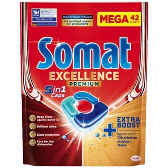 Somat tablety do myčky Excellence Premium 5v1, 42 ks