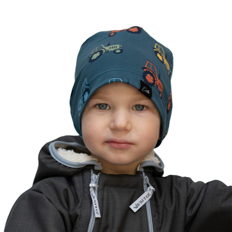 Jarní chlapecká čepice Traktor; Barva: petrolejová; Velikost: 40 Jarní chlapecká čepice Traktor; Barva: petrolejová; Velikost: 40