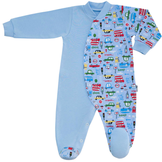 Kojenecký overal Auto Vroom; Barva: modrá; Velikost: 74