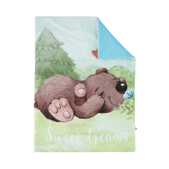 Luxusní deka MINKY Medvěd; Barva: modrá; Velikost: 73 x 98 cm