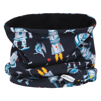 Dětský zimní nákrčník Vesmírní roboti dark blue; Barva: modrá; Velikost: 44