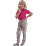 Dětské zateplené BIO tepláky Kytičky; Barva: šedá; Velikost: 86