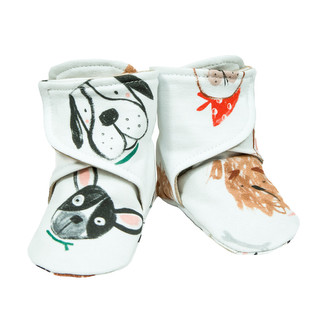 Capáčky barefoot bavlna Pejsci; Barva: bílá; Velikost: 4 - délka stélky: 14 cm