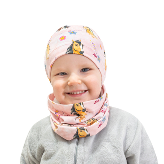 Bavlněný dětský nákrčník Horse; Barva: růžová; Velikost: 48