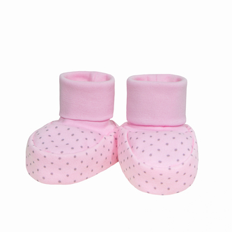 Kojenecké bačkůrky bavlna Puntík; Barva: růžová; Velikost: New - délka stélky: 8 cm