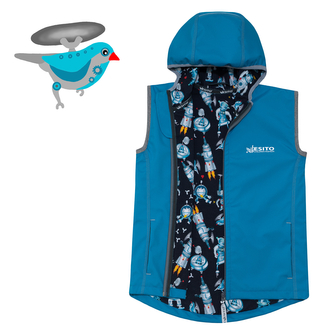 Dětská softshellová dvojitá vesta  Roboti vel. 122 - 146; Barva: tyrkysová; Velikost: 134