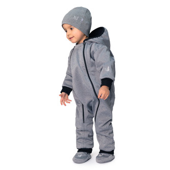 Rostoucí softshellová kombinéza s fleecem Šedý melír; Barva: šedá; Velikost: 92 - 98