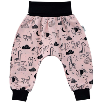 Dětské tepláky ZOO vel. 56 až 86; Barva: růžová; Velikost: 56