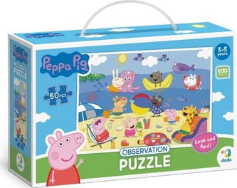 Puzzle 50 obserwacyjne Świnka Peppa. Wakacje