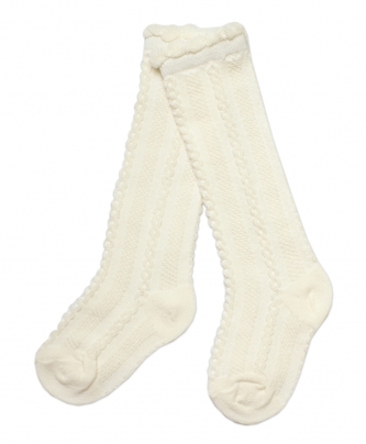 Bavlněné dětské podkolenky se vzorem - smetanové; 92/98 (18-36m)