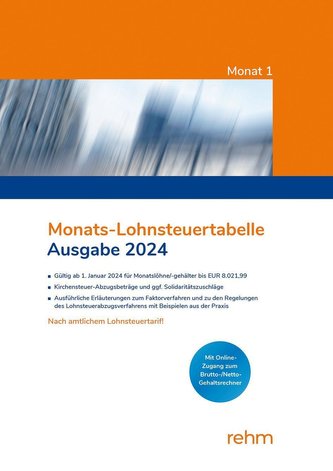 Monats-Lohnsteuertabelle 2024