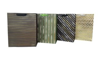 Torba prezentowa 18x23 pasy, granat, zieleń