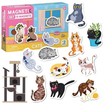 Magnety Kočky 15ks v krabičce 17x11x3cm