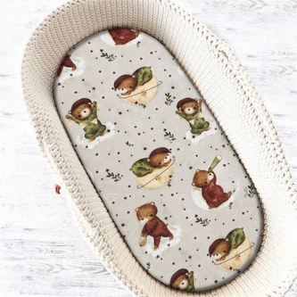 Prostěradlo do kočárku, koše, bavlna, Teddy and Moon - béžová; 90x40