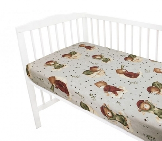 Prostěradlo do postýlky, bavlna, Teddy and Moon - béžová, 140x70 cm; 140x70