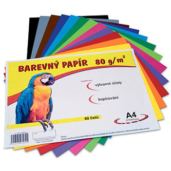 Barevný papír A4 80g, 60 listů – mix 12 barev Barevný papír A4 80g, 60 listů – mix 12 barev