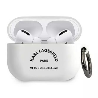 Ochranné pouzdro na sluchátka Karl Lagerfeld KLACAPSILRSGWH pro Apple AirPods Pro kryt bílý/bílý Silikonový RSG Ochranné pouzdro na sluchátka Karl Lagerfeld KLACAPSILRSGWH pro Apple AirPods Pro kryt bílý/bílý Silikonový RSG