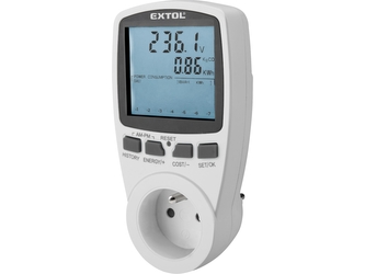 EXTOL PREMIUM měřič spotřeby el. energie - wattmetr, kW, kWh, V, A, Hz