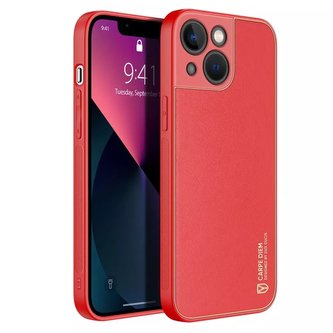 Elegantní pouzdro Dux Ducis Yolo z ekologické kůže pro iPhone 13 mini červené