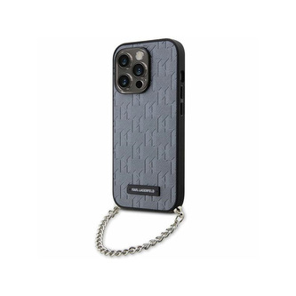 Karl Lagerfeld Saffiano Monogram Chain - pouzdro pro iPhone 14 Pro (stříbrné) Karl Lagerfeld Saffiano Monogram Chain - pouzdro pro iPhone 14 Pro (stříbrné)