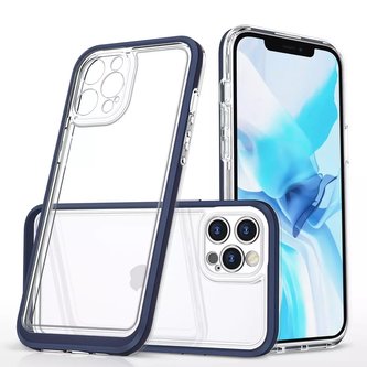 Průhledné pouzdro 3v1 pro iPhone 12 Pro Max s modrým rámečkem gelový kryt