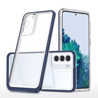 Průhledné pouzdro 3v1 pro Samsung Galaxy S22 Frame Gel Cover Blue