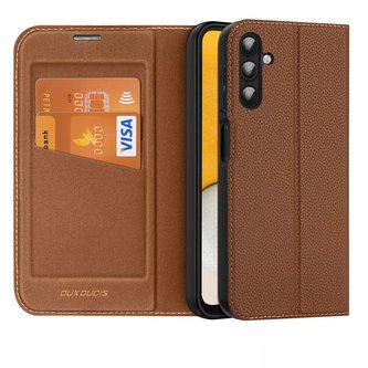 Pouzdro Dux Ducis Skin X2 Samsung Galaxy A14 5G flip case stojánek na peněženku hnědý