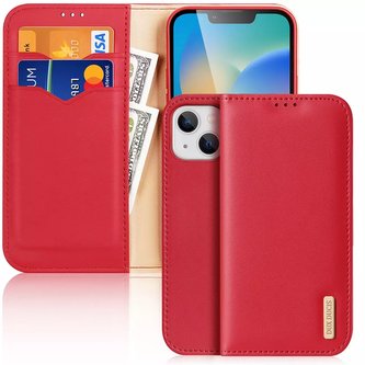 Dux Ducis Hivo Leather Flip Cover Originální kožená peněženka na karty a dokumenty iPhone 14 Red
