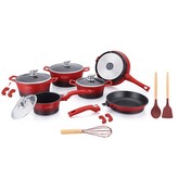 Sada nádobí Royalty, 17 ks, barva červená