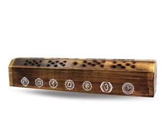 Stojan na vonné tyčinky truhlička natural GT Sedm čaker 30 cm