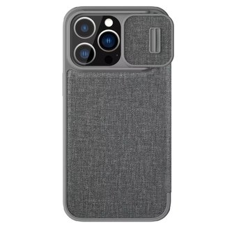 Pouzdro Nillkin Qin Cloth Pro Case pro iPhone 13 Pro Max Ochranné pouzdro na fotoaparát Pouzdro pouzdro Flip Kryt šedé