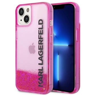 Karl Lagerfeld Liquid Glitter Translucent Elongated Logo Case - pouzdro pro iPhone 14 Plus (růžové) Karl Lagerfeld Liquid Glitter Translucent Elongated Logo Case - pouzdro pro iPhone 14 Plus (růžové)