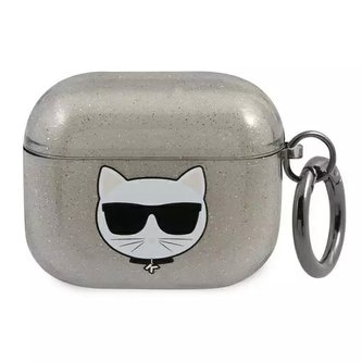 Karl Lagerfeld KLA3UCHGK kryt AirPods 3 černý/černý Glitter Choupette